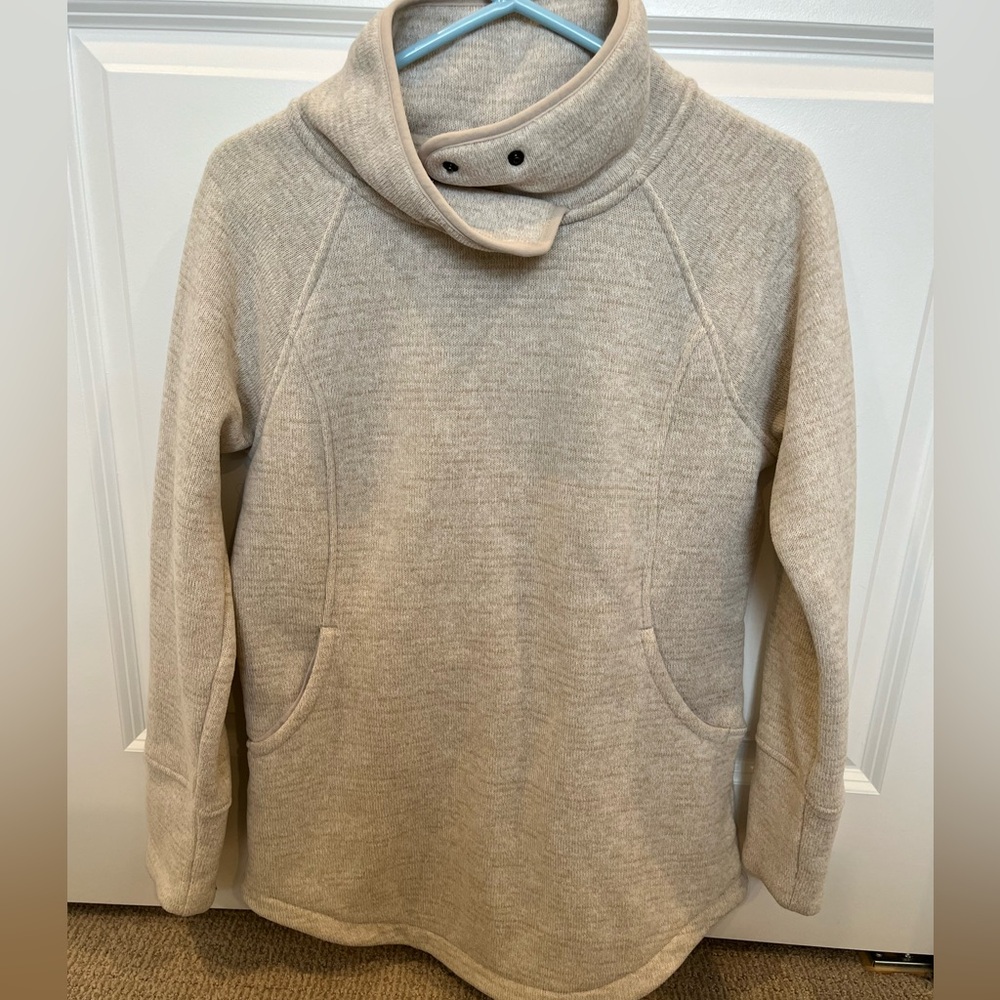 prAna Tri Thermal Threads Women's Tunic Cream Cowl Neck Sweater - Picture 13 of 13